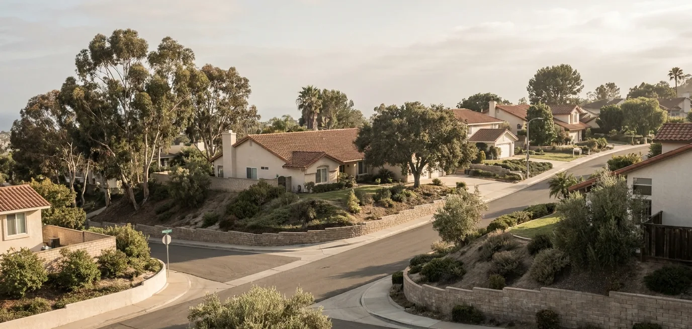 Established hillside homes on generous lots in Lynwood Hills, Chula Vista