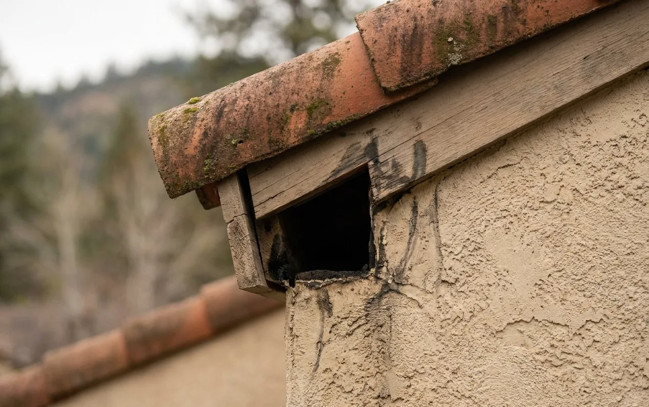 Gap beneath the roof tile course on an Olympic-area home