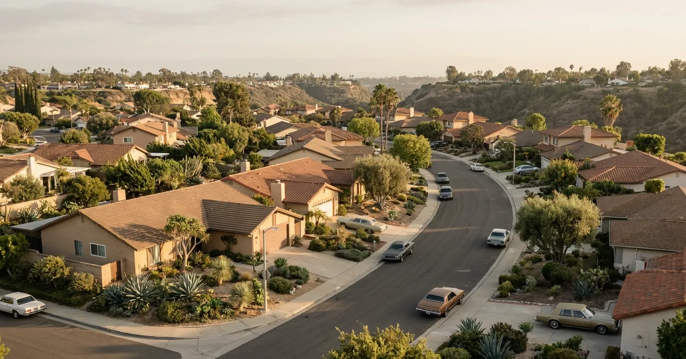 Mid-century homes near the canyon rim in the Parkway neighbourhood of Chula Vista