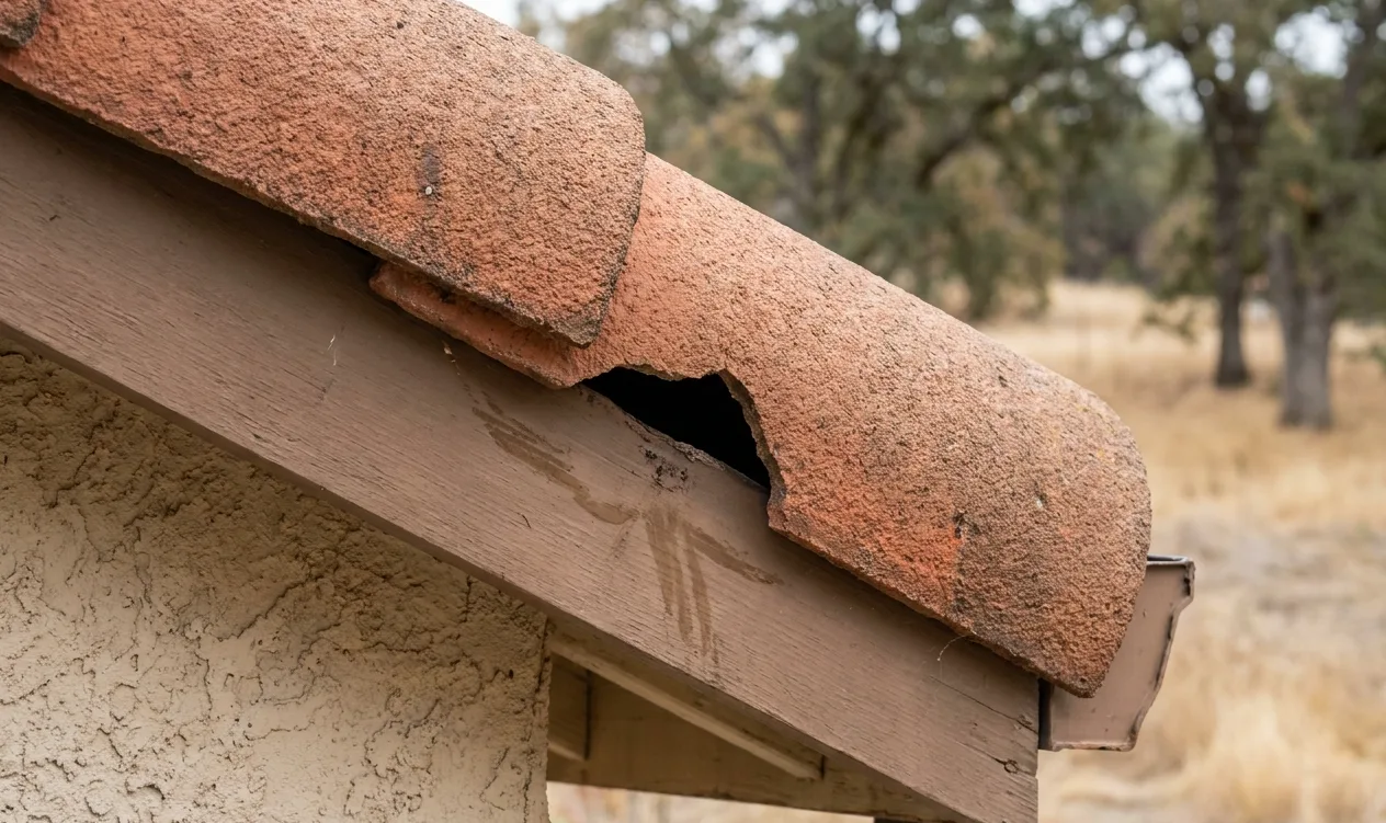 Opening beneath a terracotta tile on a Salt Creek Ranch home Opening beneath a terracotta tile on a Salt Creek Ranch home